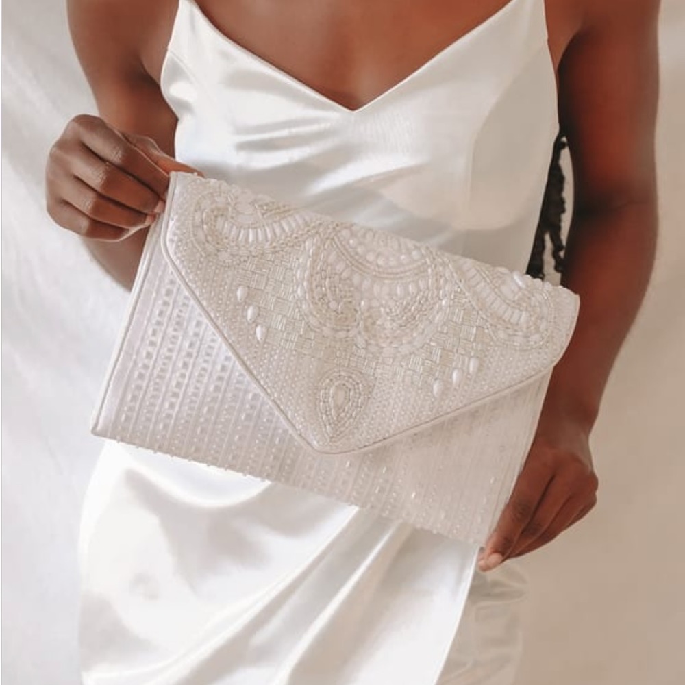 Lulu’s Constantinople White Beaded Clutch